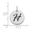 14kw Polished Black Enamel Letter H Initial Disk Charm