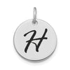 14kw Polished Black Enamel Letter H Initial Disk Charm