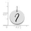 14kw Polished Black Enamel Letter I Initial Disk Charm