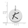 14kw Polished Black Enamel Letter K Initial Disk Charm