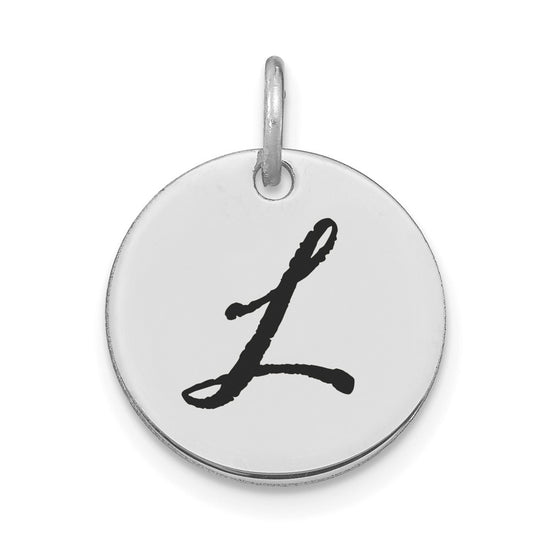 Polished Black Enamel Initial Disk Charms