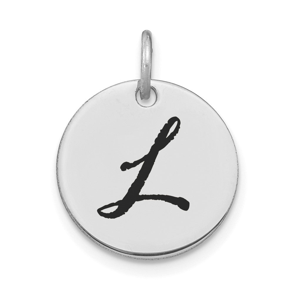 Polished Black Enamel Initial Disk Charms