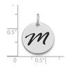 14kw Polished Black Enamel Letter M Initial Disk Charm