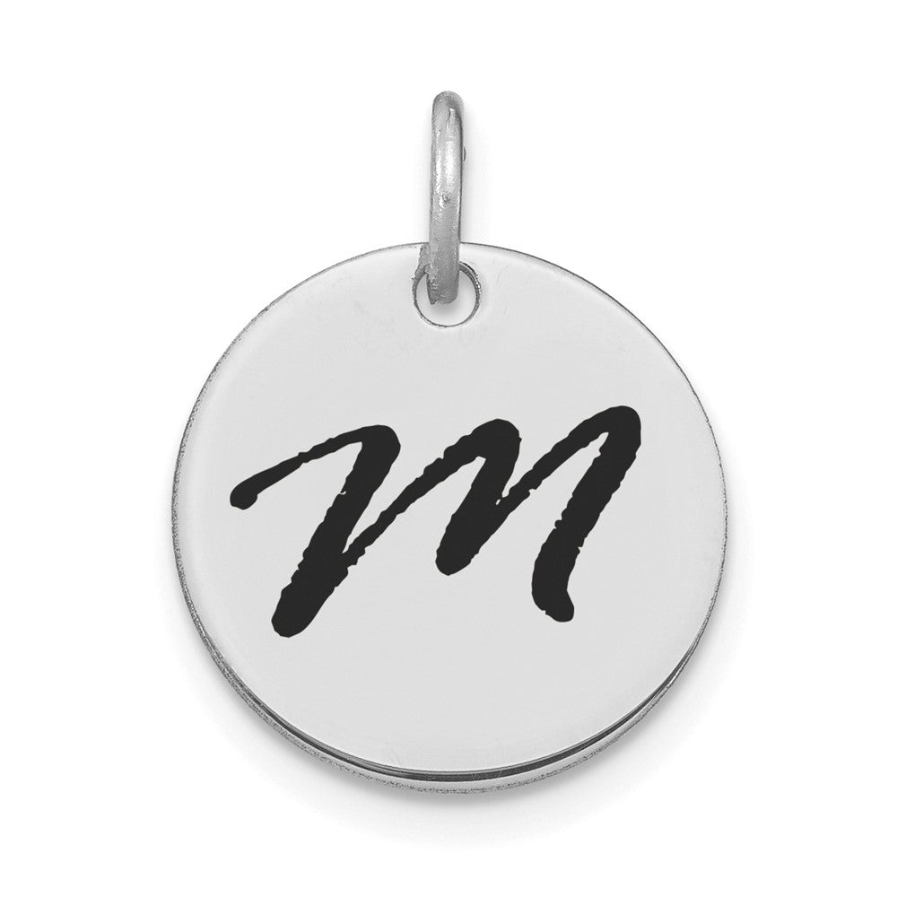 Polished Black Enamel Initial Disk Charms