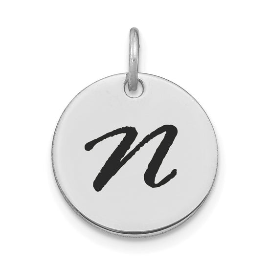 Polished Black Enamel Initial Disk Charms