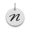 Polished Black Enamel Initial Disk Charms