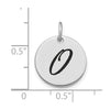 14kw Polished Black Enamel Letter O Initial Disk Charm