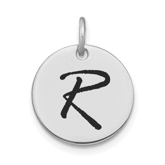 Polished Black Enamel Initial Disk Charms