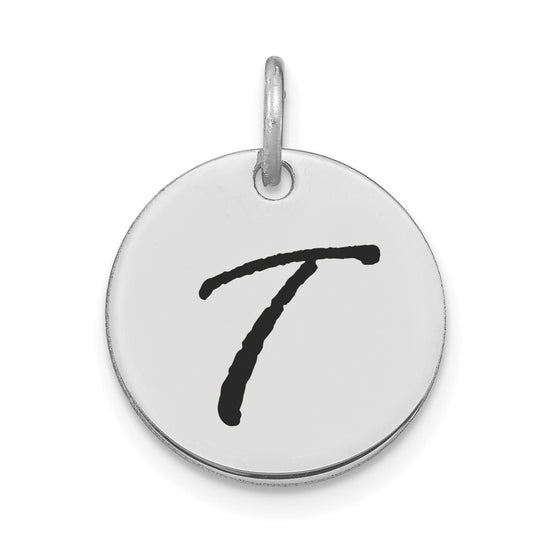 Polished Black Enamel Initial Disk Charms