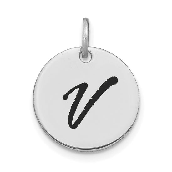 Polished Black Enamel Initial Disk Charms