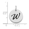 14kw Polished Black Enamel Letter W Initial Disk Charm