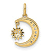 14k CZ Diamond-cut Moon and Dangle Sun Pendant