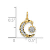 14k CZ Diamond-cut Moon and Dangle Sun Pendant