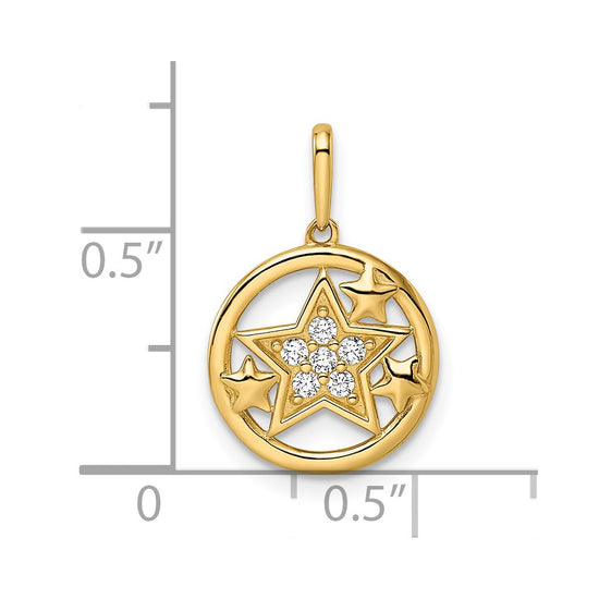 14k CZ Stars Circular Pendant
