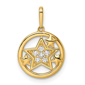 14k CZ Stars Circular Pendant