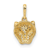 14K Polished Green and White CZ Lioness Head Pendant