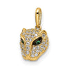 14K Polished Green and White CZ Lioness Head Pendant