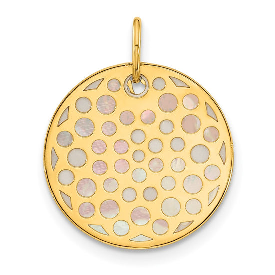 14K Polished Mother of Pearl Earth Pendant