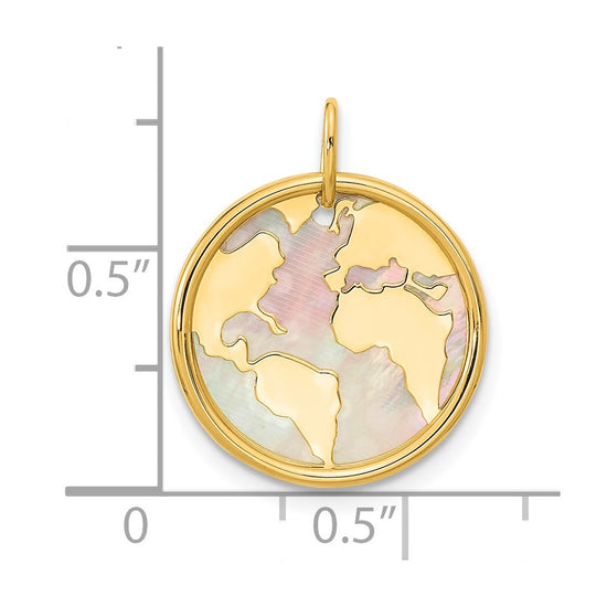 14K Polished Mother of Pearl Earth Pendant