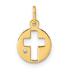 14K Polished CZ Circle Cross Pendant