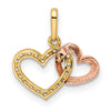 14k Two-tone CZ Two Hearts Pendant