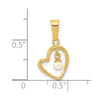 14K Polished 2-3mm Freshwater Cultured Pearl Dangle Open Heart Pendant