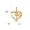 14K Polished Open Heart with Cross and CZ Pendant