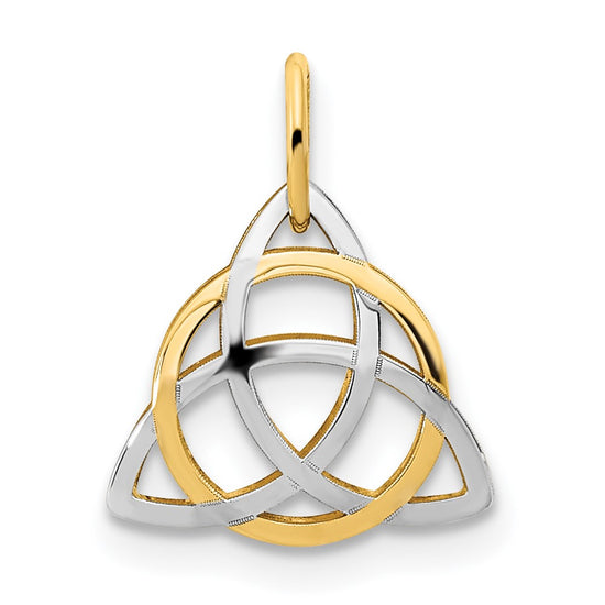 14K and White Rhodium Polished Celtic Pendant