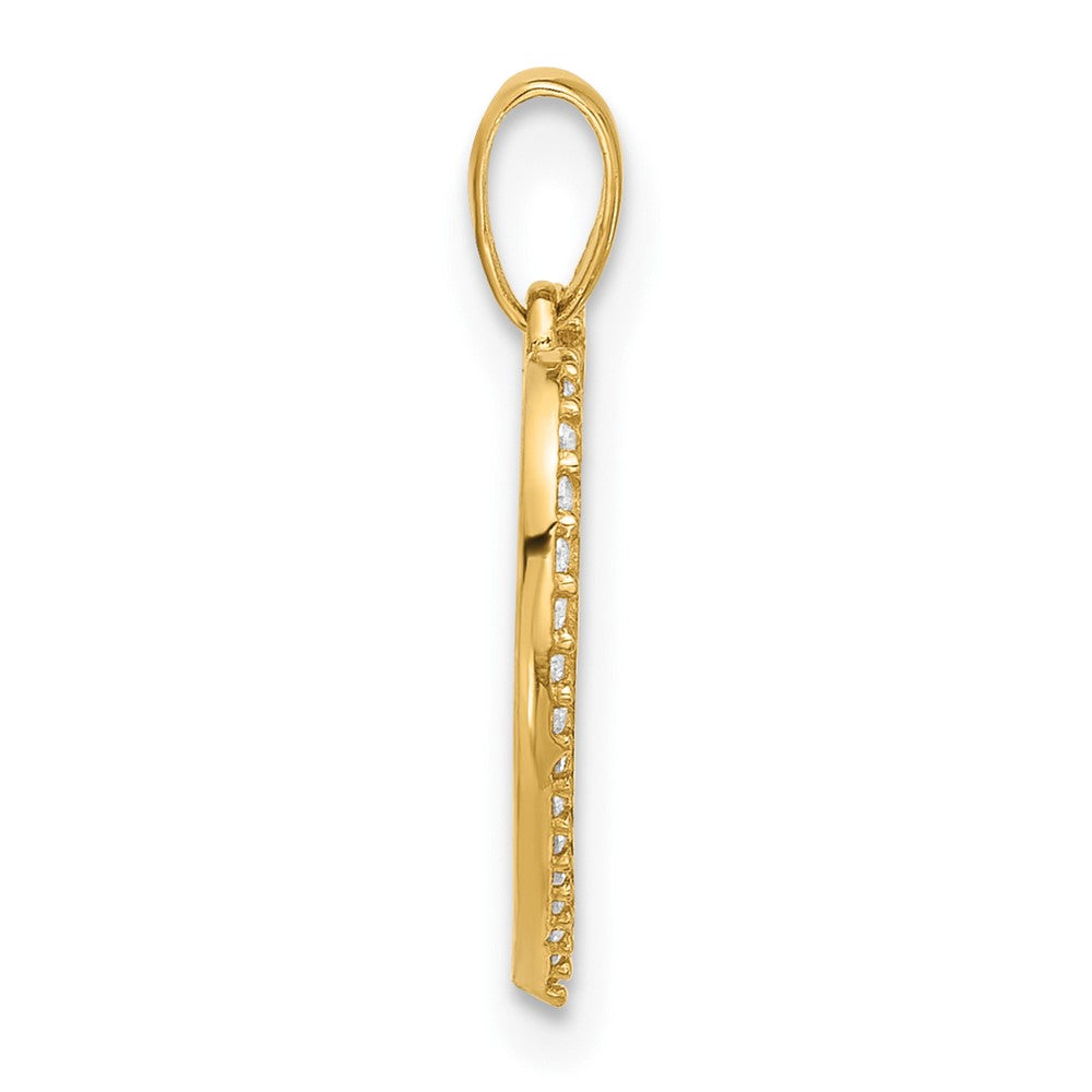 14k Polished CZ Engravable Heart Pendant