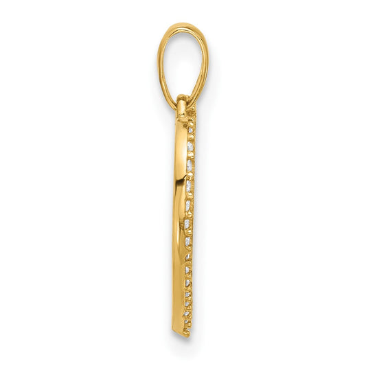 14k Polished CZ Engravable Heart Pendant