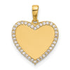 14k Polished CZ Engravable Heart Pendant