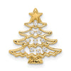 14k Polished CZ Christmas Tree Chain Slide Pendant