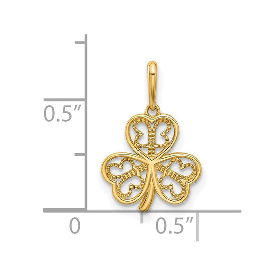 14k Polished Three Leaf Clover Pendant