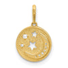 14k Polished CZ Moon and Stars in Disc Pendant