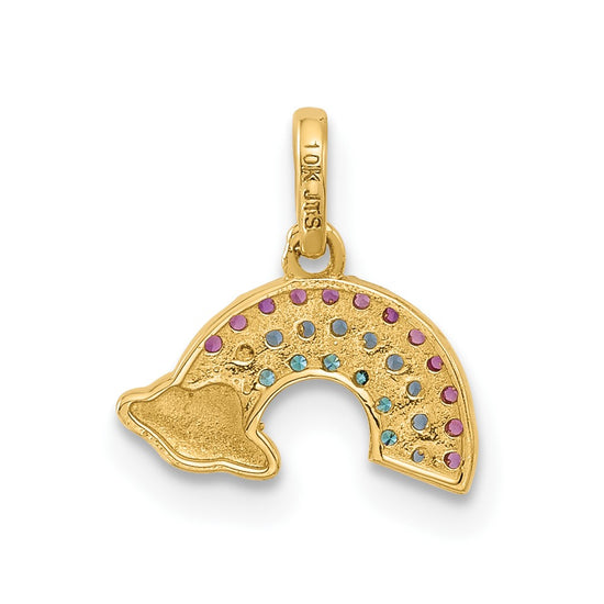 14K Polished Multi-color CZ Rainbow Pendant