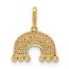 14k Polished CZ Rainbow and Clouds Pendant