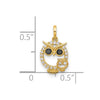 14K Polished Black and White CZ Mommy and Baby Owl Pendant