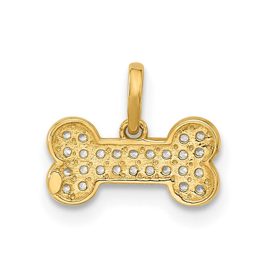 14K Polished CZ Dog Bone Pendant