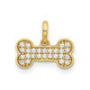 14K Polished CZ Dog Bone Pendant