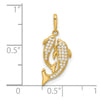 14k Polished CZ Two Dolphins Pendant