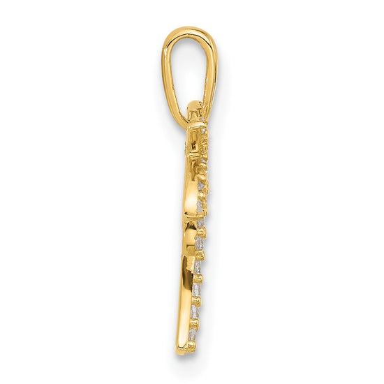 14K Polished CZ Palm Tree Pendant
