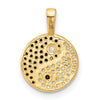 14k with Black Rhodium Black and Clear CZ Yin and Yang Pendant