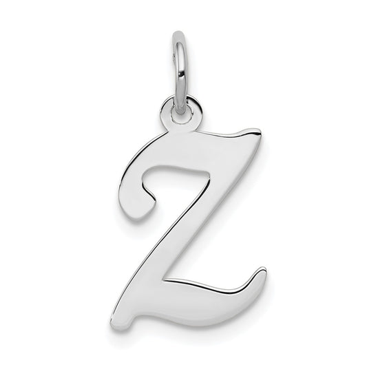 14KW White Gold Script Letter Z Initial Charm