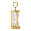 14k Polished 3-D Plastic Hourglass with Clear Beads Charm