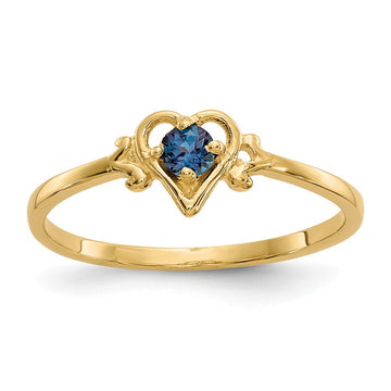 10k 3mm Round June/ Synthetic Alexandrite Birthstone Heart Size 7 Ring