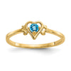 10k 3mm Round December/ Blue Topaz Birthstone Heart Size 7 Ring