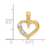 14k and White Rhodium Polished -X- and Heart Pendant