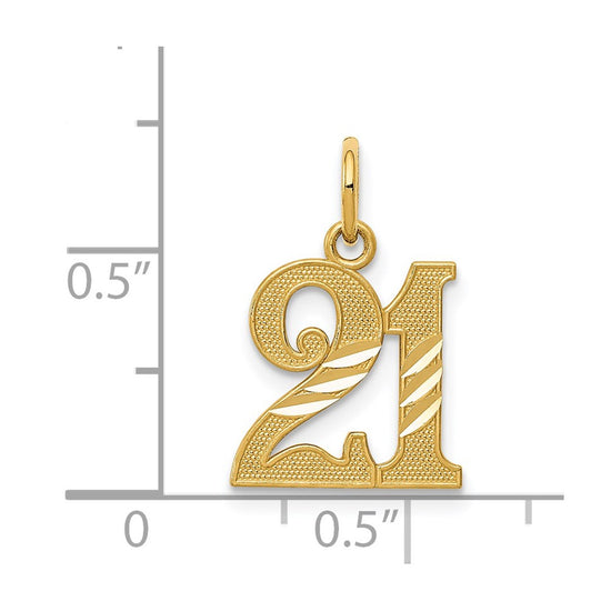 14k Diamond-cut 21 Pendant