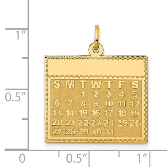 14k Tuesday the First Day Engravable Calendar Pendant