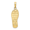 14K and White Rhodium 3-D Enameled Flowers On Green Flip Flop Pendant